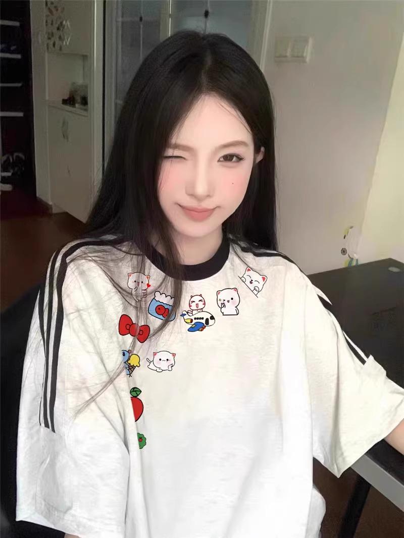 

Women s 2025 New Striped Cotton Loose Half Sleeve Summer T-Shirt 3XL - Premium