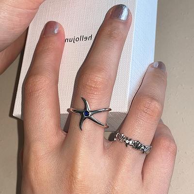 Muschel Seestern Zirkon Metall Offener Ring Damen Einfache Persönlichkeit Nische Mode Temperament Vielseitiger Ring Ring
