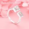 1 piece of 925 sterling silver exquisite square zircon ring with an opening, ladies' jewelry gift, wedding accessory