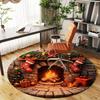 1 Stück Weihnachten Kamin Büro Runder Teppich, Unter Bürostühlen Schlafzimmer Wohnzimmer Heimdekoration, Teppich für Büro, -1110188