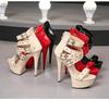 Voesnees Chic High Belt Buckle Sandals 14CM Women Zipper Wedding Shoes 2024 Summer Square Heel Platform Lady Party Models Shoes