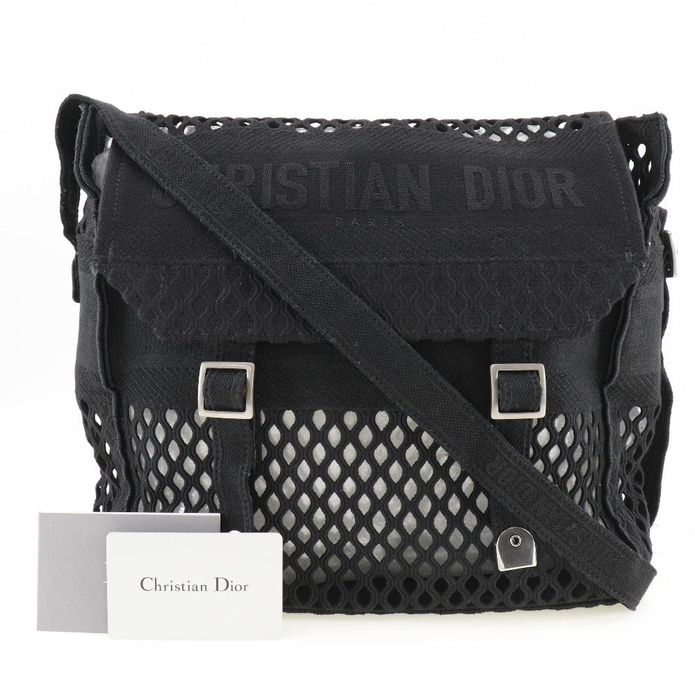 Dior Messenger Shoulder Bag mesh black canvas Women Used