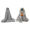 Dekoracja Duch na Halloween, Błyszcząca Figurka Ducha Zewnętrzna z Materiału z cekinami, Świecący Upiorny Duch na Imprezy Halloweenowe, Trawnik Zewnętrzny, Dekoracja Werandy