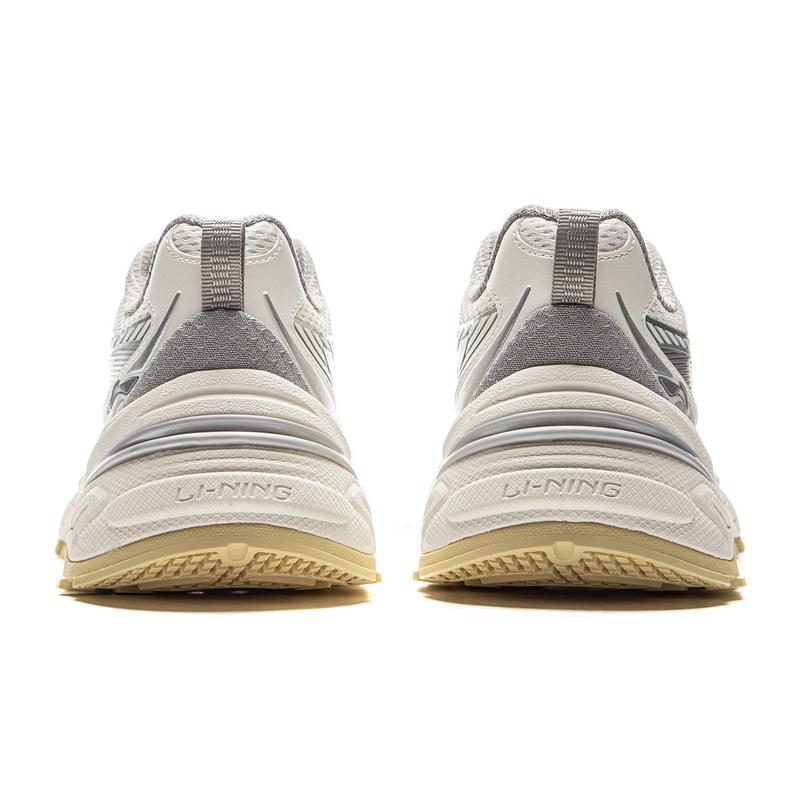 New LiNing Cushioning, Slip Resistant, Abrasion Resistant, Rebound Low Top Casual Shoes Women's Champagne White Silver AGCV282-1