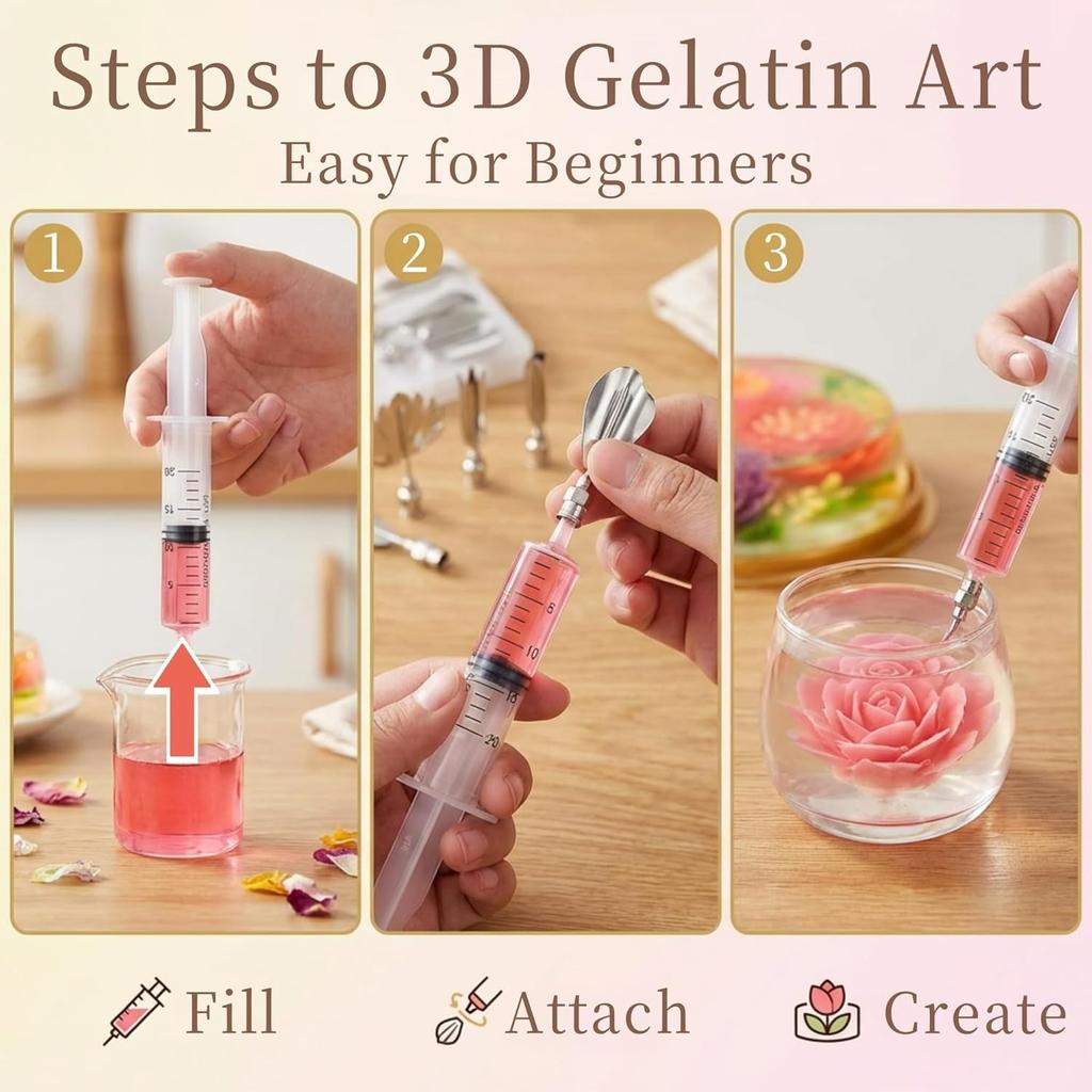 Set Unelte Artă Gelatină Oțel Inoxidabil Flori Frunze Unelte Artă Gelatină 3D Duze Budincă Ace Jello Unelte Gelatină pentru Tort