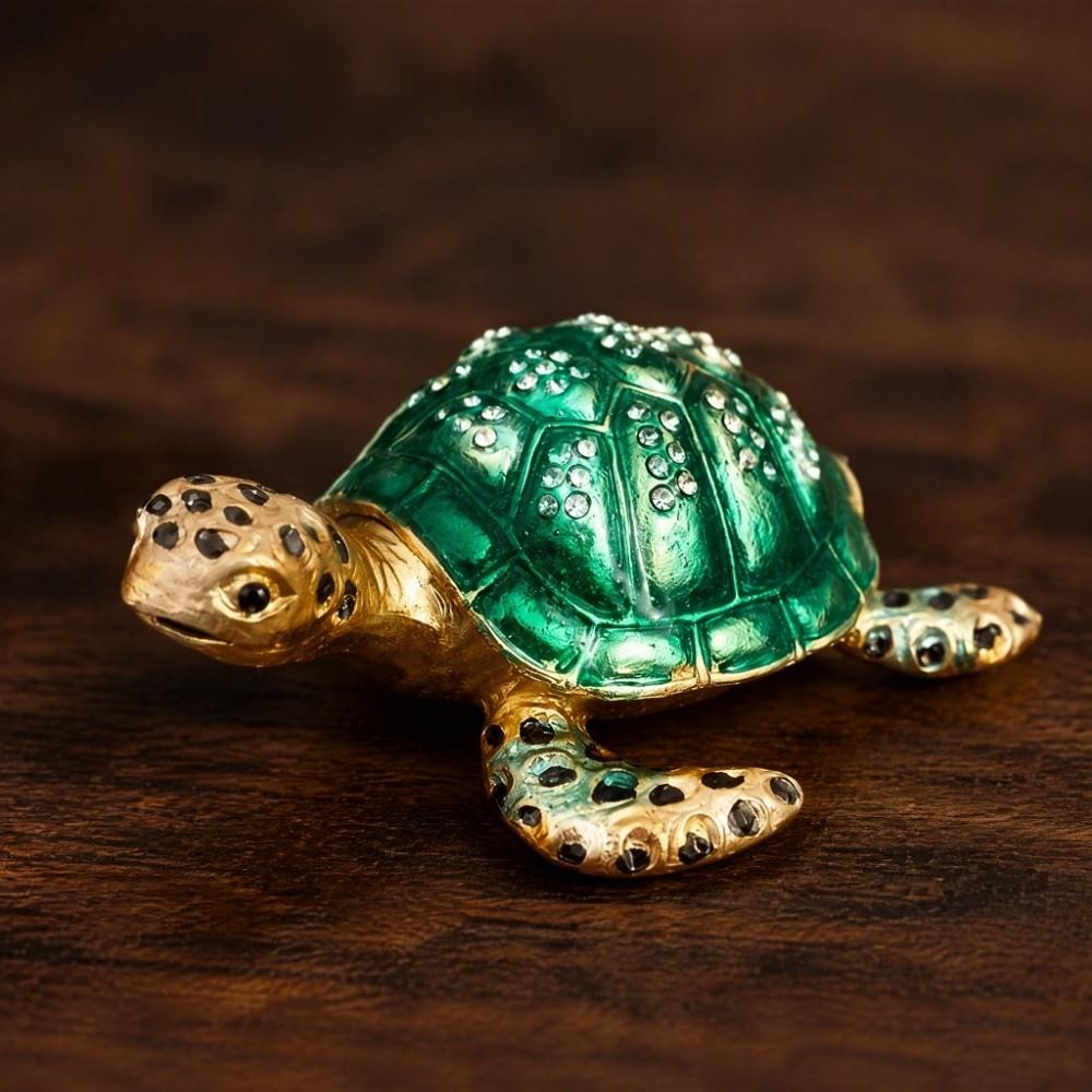 Zinc Alloy Material Turtle Trinket Boxes Two Color Option Jewelry Trinket Boxes Home Decoration