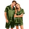 Couple Matching Pajama Set Short Sleeve Button Down Shirt And Shorts Sleepwear Soft Casual Loungewear S To XXXXL
