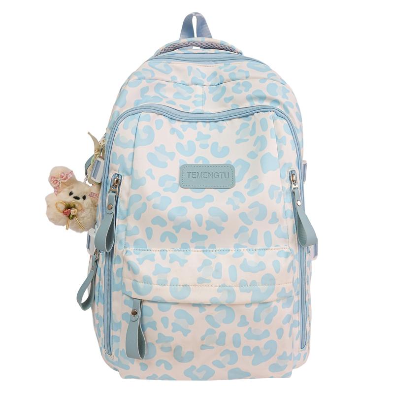 Leopard Print Backpack Junior High School Student Lightweight Schoolbag Girl's Large Capacity Backpack