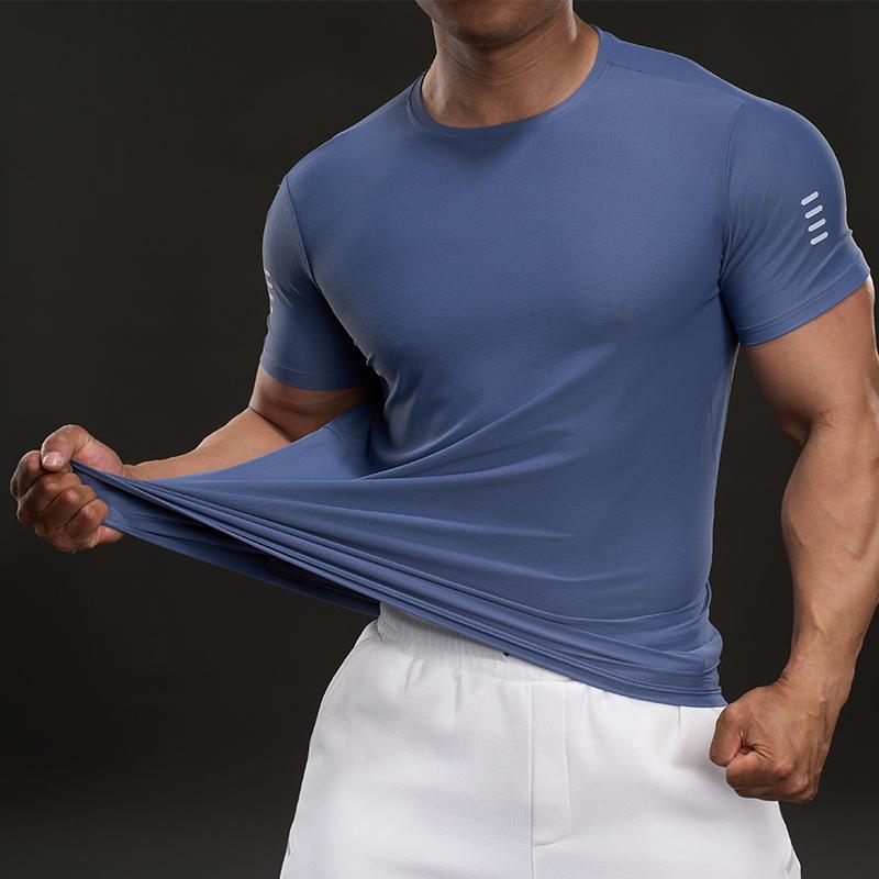 Wygodna Sportowa i Casualowa Stylizacja Modny Dopasowany Elastyczny Fitness Outdoorowy T-shirt z Krótkim Rękawem