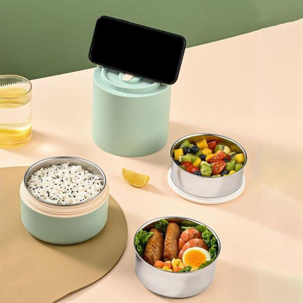Large Capacity Thermal Lunch Box Round Insulated Lunch Box Portable Lunch Container Set  School