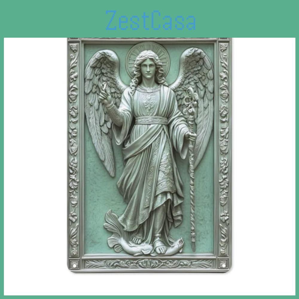 2d Vintage 2dangelgabrielart Classic Religious Angel Wall Art Aluminum Metal Sign Decor Archangel Gabriel Sculpture Style