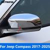 Exterior Accessories For Jeep Compass 2017-  2024 2025 Chrome Side Rearview Mirror Cover Trim Protection Cap Sticker