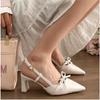 2025 Summer New Pointed Toe Design with Bow High Heels Pumps Wedding Banquet Luxury Live Broadcast Hot Fashion Sandals