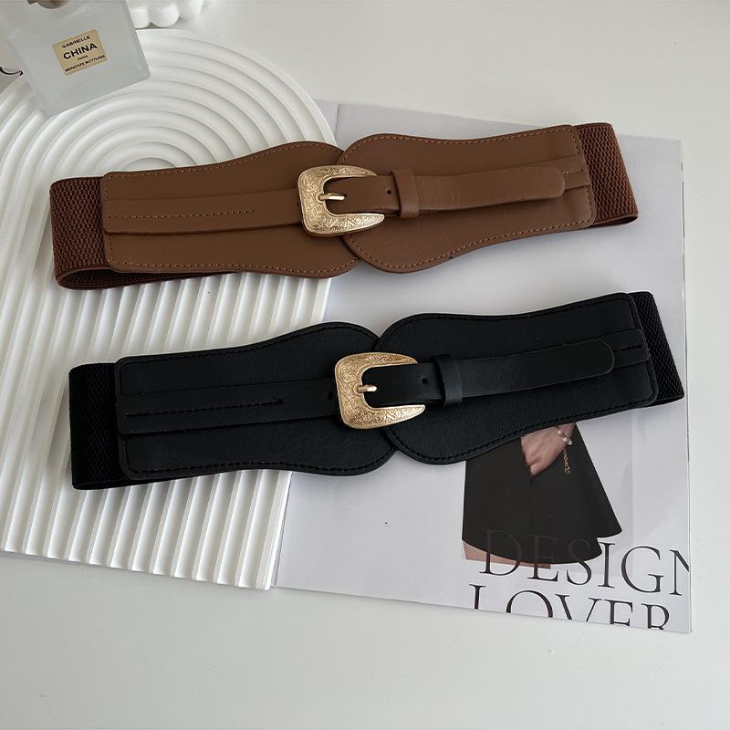 Elegant Adjustable Womens Elastic Waist Belt Designed For Skirts And Jackets Made Of Premium Faux Leather In Black Camel And
