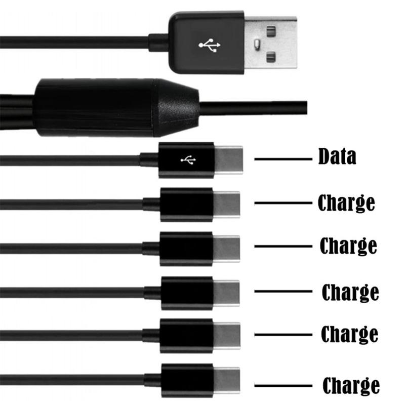 USB2.0 Type A Male To 6 Type-C UsbC Male Y Splitter Data Sync and Charging Connector Adapter Cable 0.5m/1.5m