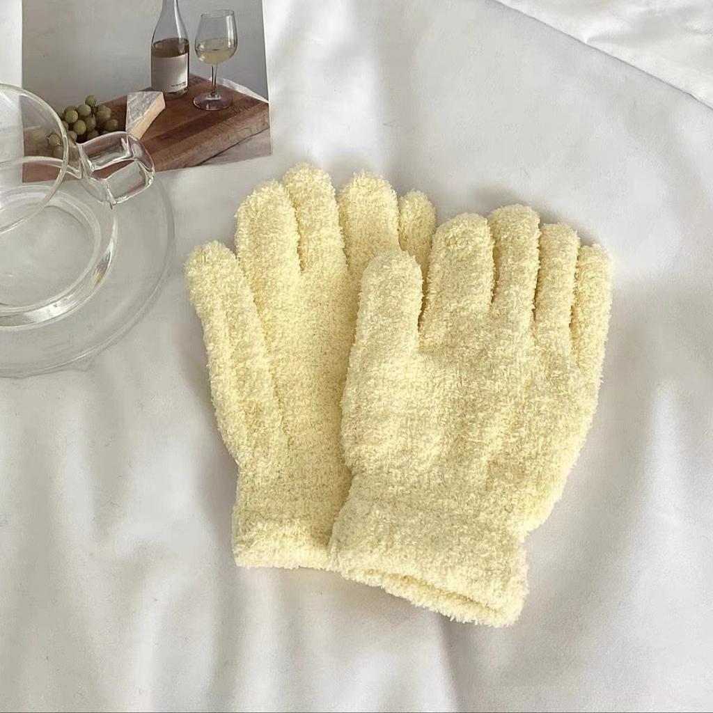 Coral Fleece Gloves Ins Japan And Korea Cute Simple Candy Color Five Fingers Fashion Warm Student