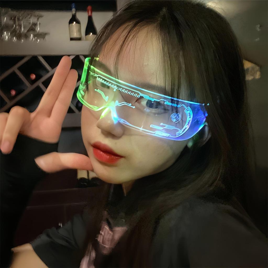 LED Glowing Glasses Bar Bundy Party Cyberpunk Tech Glasses Sci Fi Glasses Birthday Present