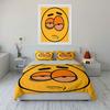 3Pcs Sleepy Lazy Face Cartoon Duvet Cover Set, Solid Yellow Minimal Emoji Bedding with 1 Duvet Cover 2 Pillowcases, Gift