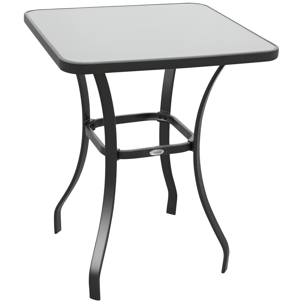 Gartentisch Bistro Tisch Glastisch Sicherheitsglas+Metall Schwarz L68,5xT68,5xH84cm