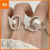 925 Sterling Silver Rings for Women Couple Minimalist Handmade Simple Pearl CZ Ring Fine Jewelry Gift Prevent Allergy