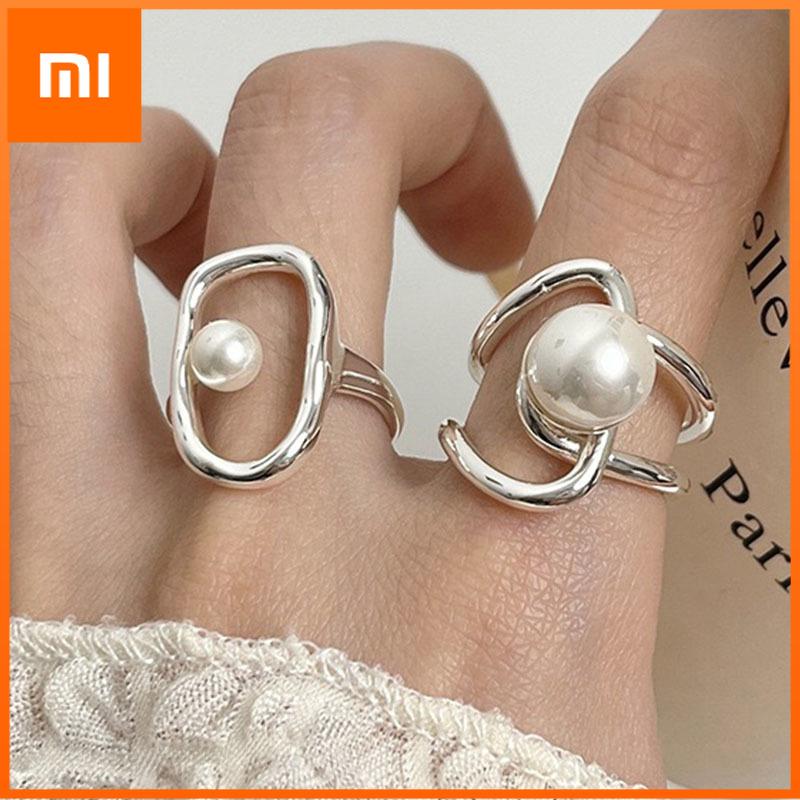 Xiaomi 925 Sterling Silver Rings for Women Couple Minimalist Handmade Simple Pearl CZ Ring Fine Jewelry Gift Prevent Allergy