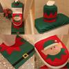 Festliches Weihnachts-WC-Sitzbezug-Set mit Weihnachtsmann-, Schneemann- und Rentiermotiven