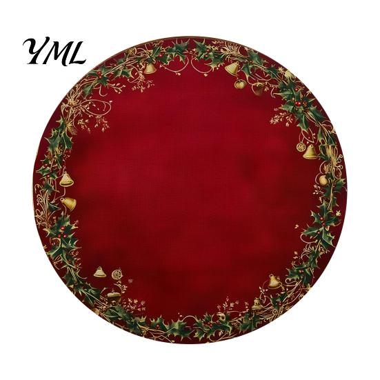 Round Washable Placemats Christmas Placemat, 14 Inch Festive Pattern Anti Slip Tabletop Protector, Heat Resistant Table Pad Insulation Place