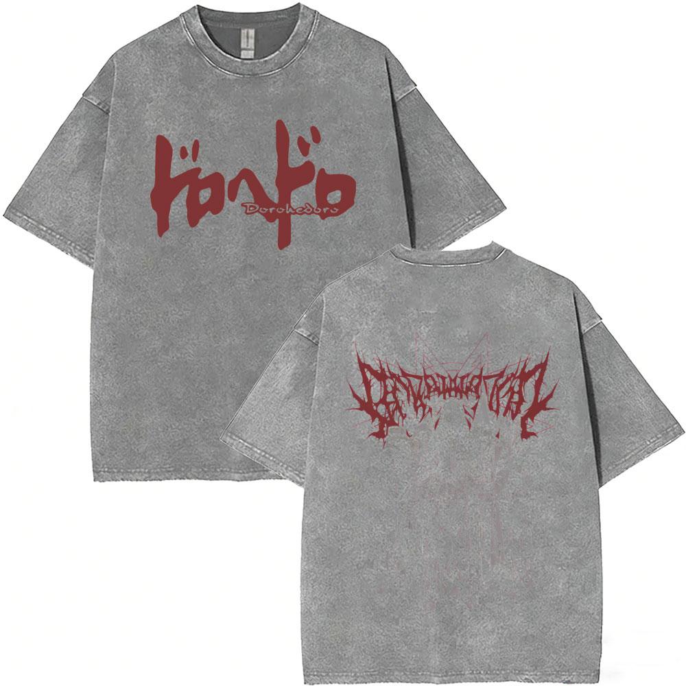 T-shirt Grafiche Vintage Lavate Anime Dorohedoro Kaiman Uomo Donna Gotica Manga Rock T-shirt Maschili T-shirt Oversize Streetwear