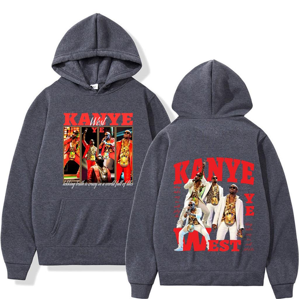 Rapper Kanye West Album 2026 Tour Vintage Print Hoodie Unisex Hip-hop Sweatshirt Long Sleeves Loose Aesthetic Trend Pullover