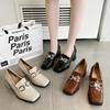 Fashion New Style Square High Heels Loafers Women Autumn Chunky Platform Pumps Woman Slip On Black Luxury Shoes Mary Janes Zapatos Mujer