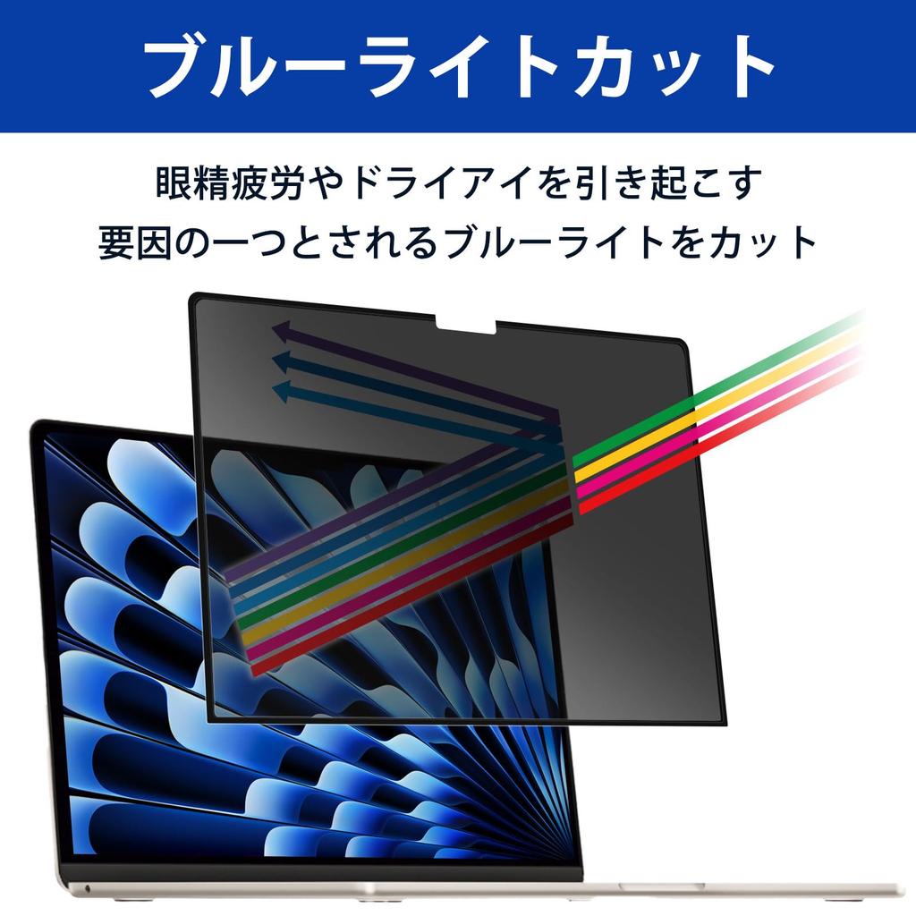 Privacy Screen Protector for MacBook Air 15-inch (2025) M4/M3/M2, Blue Light Blocking, Anti-Reflective, Self-Adhesive