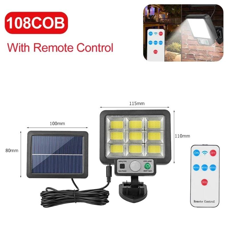 Solar LED Lights Outdoor Waterproof Motion Sensor 3 Modes 72/108/117COB Solar Flood Wall Lamp Street Garden Porch Garage Light