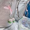 Lovely Dog Love Heart Bowknot Keychain Charm Pendant Fashionable Sturdy Plush Dog Charm for Keys and Bags Decoration