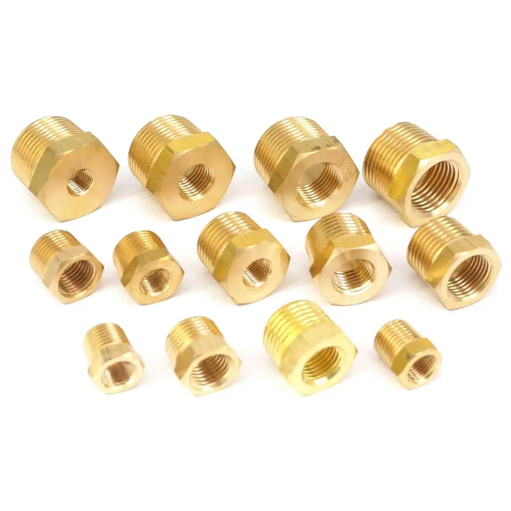 1/4" 3/8" 1/2" 3/4" NPT BSPT Male x Female Brass Reducing Bushing Pipe Fittings Connectors Adapter Air Gas Fuel Water