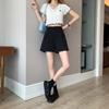 Women's High Waist Black Casual A-line Summer Sports Shorts - Loose Fit, Wide Leg, 2026