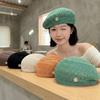 Japanese Style Hollowed Out Beret Hat Fresh Color Vintage Weave Painter Hat Thin Crochet Knitted Elegant Beach Cap Women Girls
