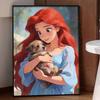Disney Ariel Princess with Puppy Diamond Painting Art Kit Handmade DIY5D Home Decor Gift