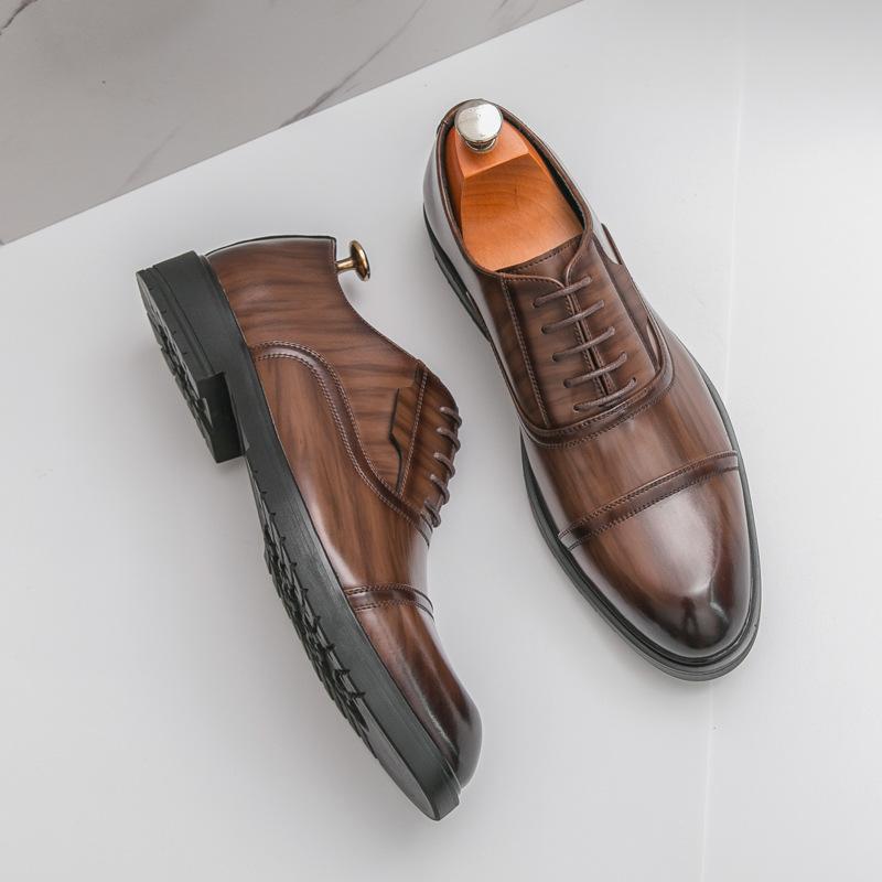2025 Spring and Autumn New Men's Business Dress Leather Shoes Men's Three-joint Lace-up Single Shoes Breathable Security Leather Shoes 008