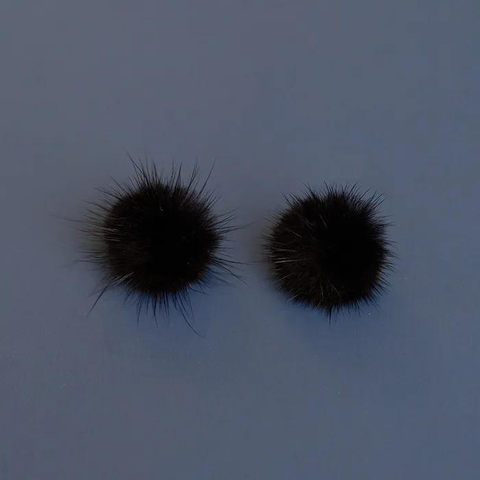 Mink Fur Earring - Black
