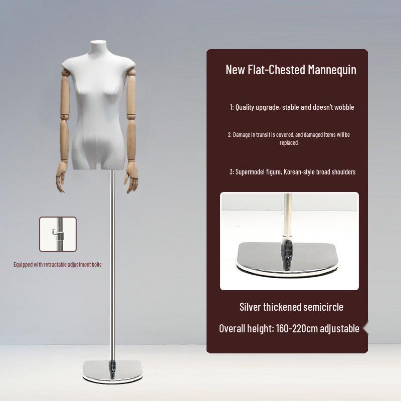 Korean Style Flat Body Female Mannequin with Wide Shoulders for Women's Clothing Display
