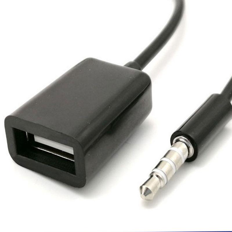 3.5Mm Male Aux Audio Plug Jack To Usb 2.0 Female Converter Cable Cord Car Mp3