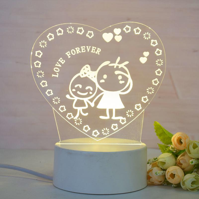 Customize Acrylic 3D Illusion LED Warm White Night Light for Living Room Kids Bedroom Decorative Lamp with USB Power