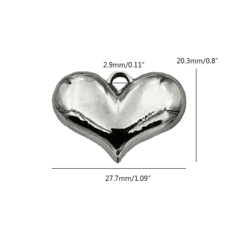 10/20xElegant Heart Pendant for Choker Necklace Making Earring Bead for DIY Necklace Jewelry Making Pendant with Hole