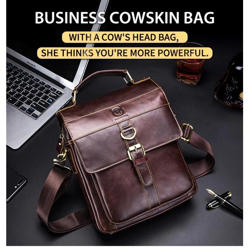 BULLCAPTAIN 2024 Брендовая кожаная мужская сумка Повседневная деловая кожаная мужская — фото 18