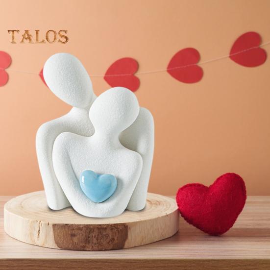 Ceramic Couple Hug Love Statue Mini Hugging Couple Sculpture Romantic Lover Figurine Home TV Stand Shelf Decor for Wedding Anniversary Valentine Gift