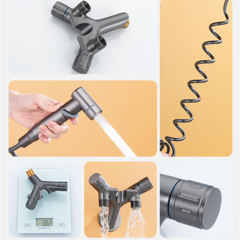 Wall Mounted Toilet Bidet Faucet Set Brass Double Use Bidet Faucet Bathroom Sprayer Shower Bidet Faucet High Pressure Gun