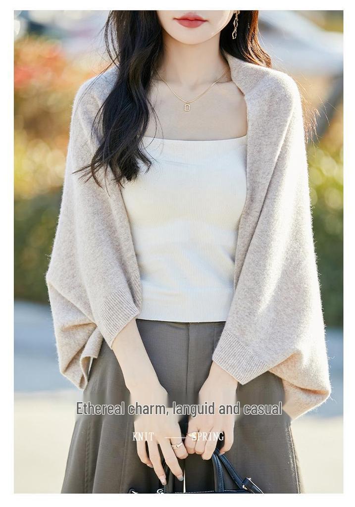 Dense Knit Wool Shawl Cardigan: Women's 2025 Fashion, Dual-Use Scarf and Coat, Spring/Autumn/Winter Style, Loose Fit