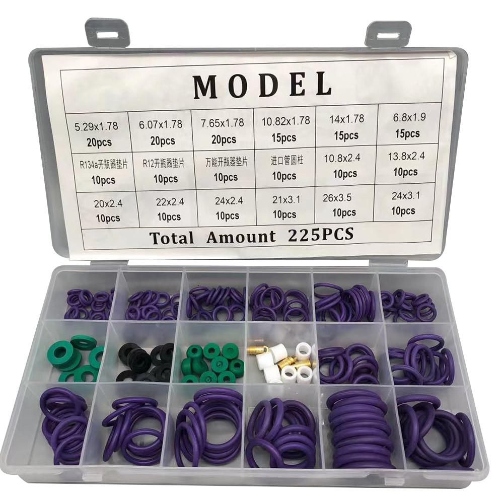 18 Models O Type Ring Gaskets 225pcs Set Air Conditioning Automotive Car