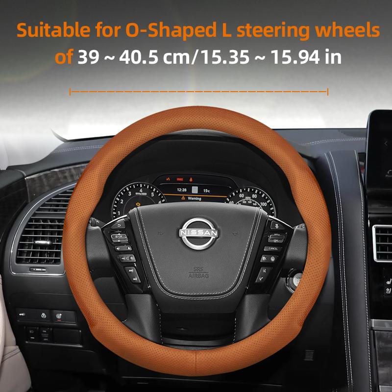 Suitable for Nissan Ultra-Thin Breathable Leather Steering Wheel Cover Suitable for Qashqai J10 J11 March Terrano2 Pathfinder R51 Note E12 Almera