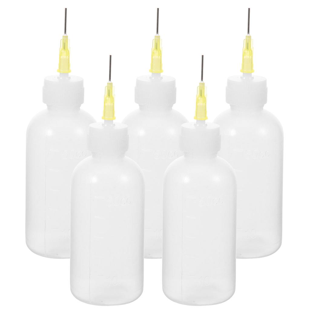 5 Pcs Precision Pointed Squeeze Bottles Fine Tip Pottery Glaze Needle Applicator White Plastic Underglazing Tools Clay Modeling